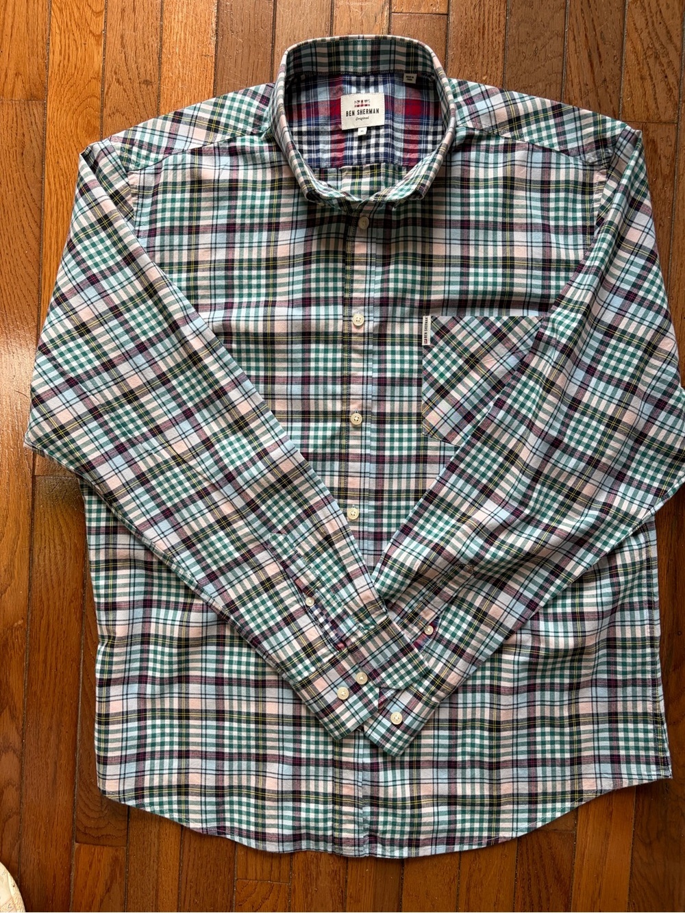 Ben Sherman  Green Plaid Long-Sleeve Button-Down Shirt
